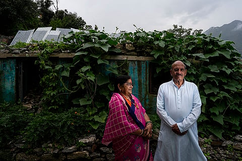 Joshimath sinking: Bhagwati Prasad Kaparwan and Shyama Devi Kaparwan visit their ‘unfit’ home in Joshimath
